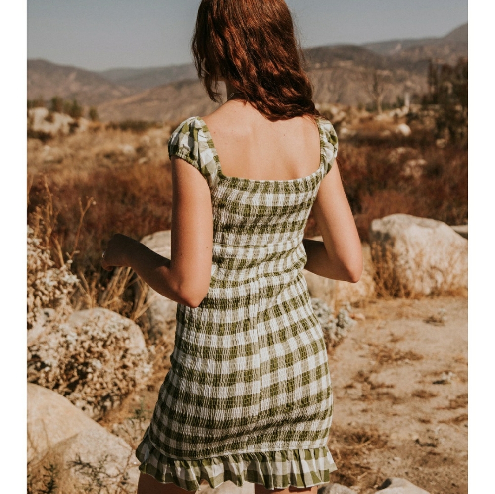 LAST 1❗️PAPERMOON Stitch Fix Vintage Chic Olive Plaid Gingham Dress - Picture 5 of 7